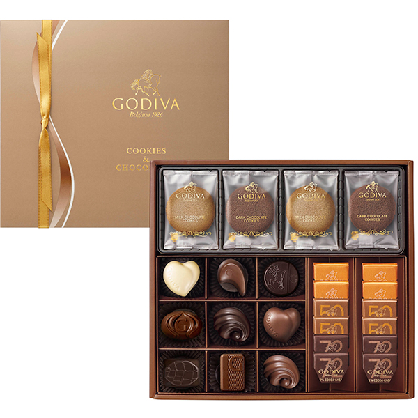 ◆〈ゴディバ〉クッキー＆チョコレート アソートメント(クッキー8枚/ チョコレート21粒)