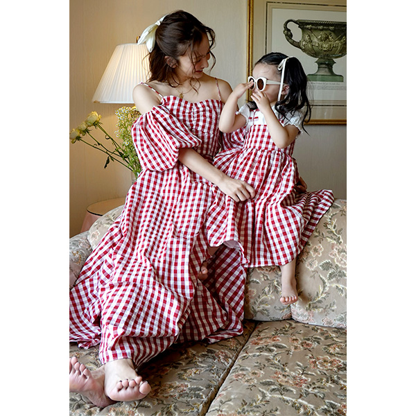 qRosy luce/[W[[`FrKIDS GINGHAM CHECK CAMI DRESS@(RED)