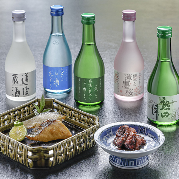 ◇ 父の日 〈水口酒造〉道後地酒と瀬戸内おつまみセット(父の日ラベル)