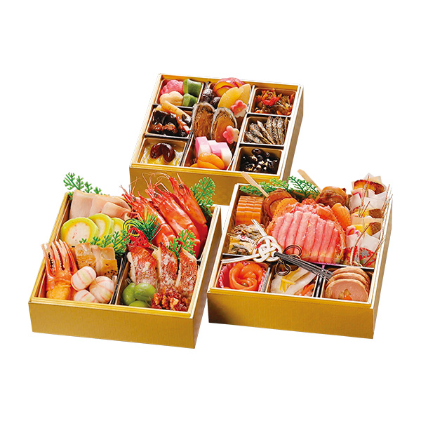 ●【12月30日お届け】【532】蟹料亭 松江 和らく3〜4人用、三重折 蟹おせち「寿」(和風)【送料込・冷凍】