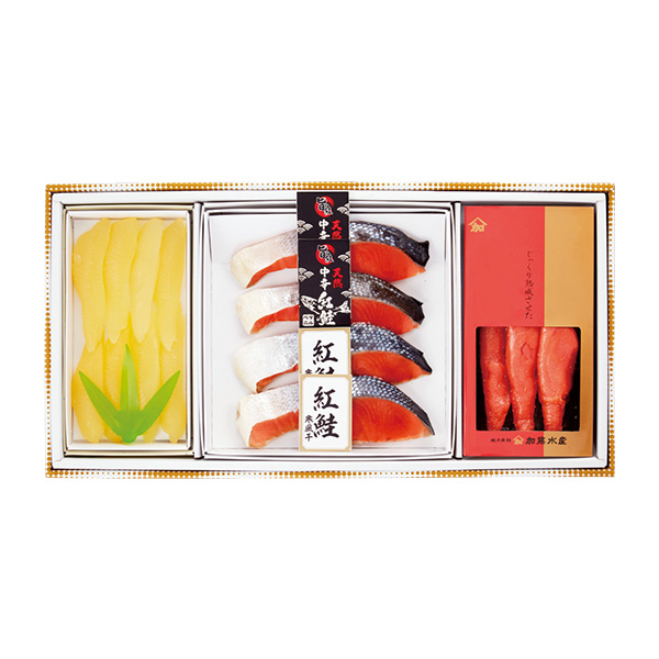 ◆加藤水産 かずのこ・明太子・紅鮭切身詰合せ