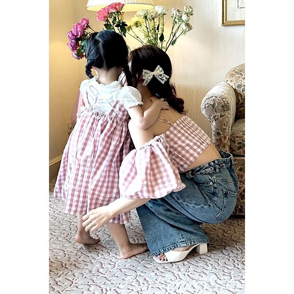 qRosy luce/[W[[`FrKIDS GINGHAM CHECK CAMI DRESS@(PINK)