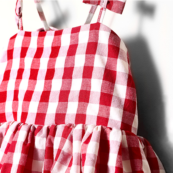 qRosy luce/[W[[`FrKIDS GINGHAM CHECK CAMI DRESS@(RED)