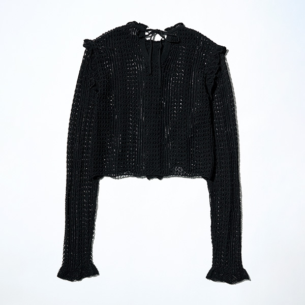 qRosy luce/[W[[`Frknit lace blouse@(BLACK)