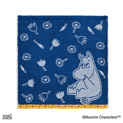 〈タオル美術館〉（ムーミン）　お花がいっぱい　ウォッシュタオル　ブルー