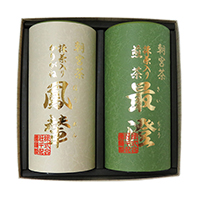 草津店取扱い商品〈千年の香り千紀園〉朝宮茶詰合せ 『最澄・鳳輦セット』（抹茶入朝宮煎茶「最澄」70g・抹茶入朝宮雁ヶ音「鳳輦」70g）